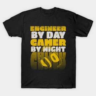 Gaming Quote Engineer by day Gamer by Night in Yellow T-Shirt